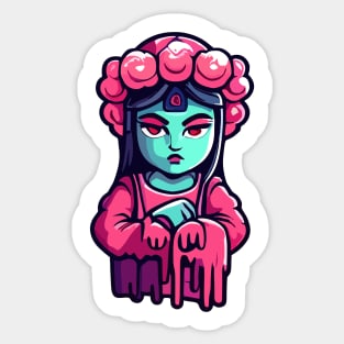 Faceless Pink-Haired Character - Unique Artistic Design Sticker